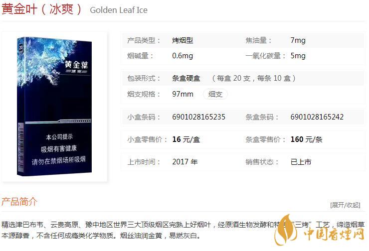 黃金葉冰爽多少錢一盒價格？黃金葉冰爽價格及參數(shù)圖片2020